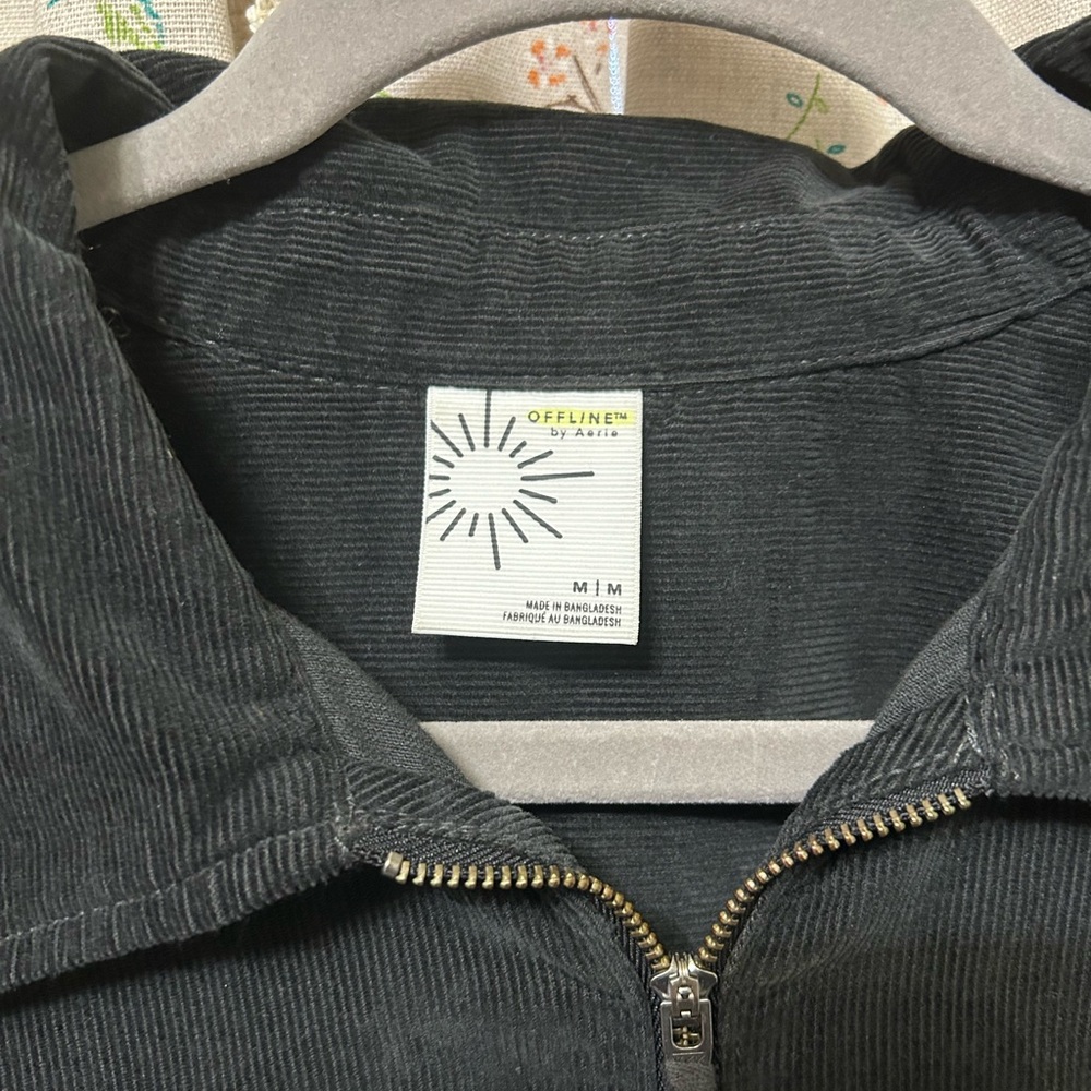 Aerie Offline Corduroy 1/2 Zip Pullover Tunic w/‎ Pockets Gray Size Medium - Picture 2 of 7